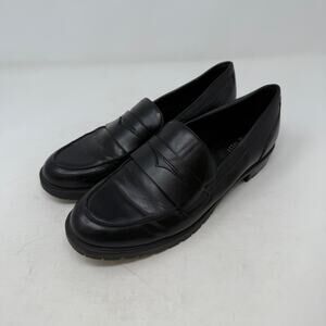 Nine West Loafers Size 9.5 Black Leather Penny Slip On Classic Dress Shoes